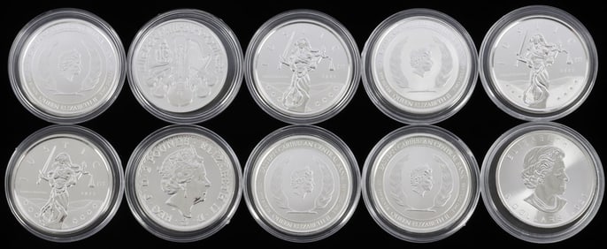 LOT 10 999 FINE SILVER 1 OZT COINS GRENADA CANADA