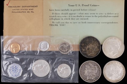 2 1922 PEACE 1983 1898O MORGAN DOLLAR & 1960 PROOF