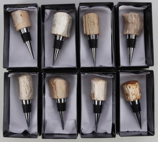 LOT OF 8 PETRIFIED WOOD WINE STOPPERS
