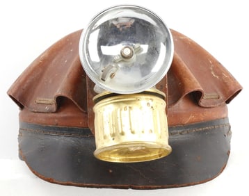 TURTLE SHELL COAL MINER HELMET & CARBIDE LAMP