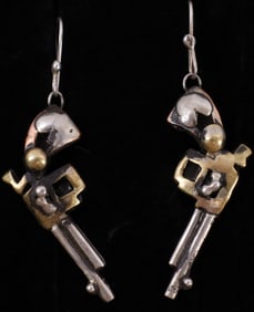 FRANK VALDEZ ARTISAN REVOLVER PISTOL EARRINGS