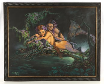 VON TIPTON TASTEFUL LESBIAN MERMAIDS PAINTING