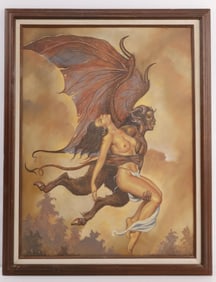 VON TIPTON DEVIL CARRIES AWAY A WOMAN FANTASY ART