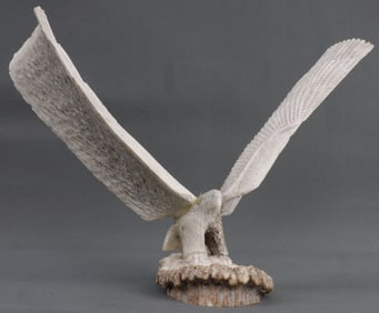 TOP LOMITAYATEE ARTIST SIGNED STAG EAGLE SCULPTURE