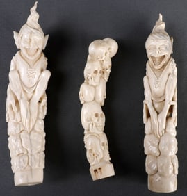 3 ANIMAL BONE PRE-CARVED HANDLE FOR KNIFE LOT