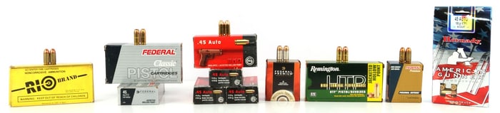 500 RDS ASSORTED 45 AUTO MIXED GRAIN AMMO LOT