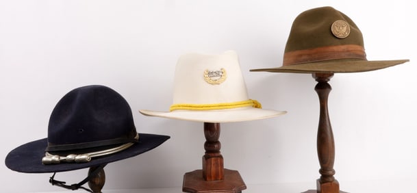 LOT OF 3 ASSORTED US MILITARY UNIFORM STETSON HATS