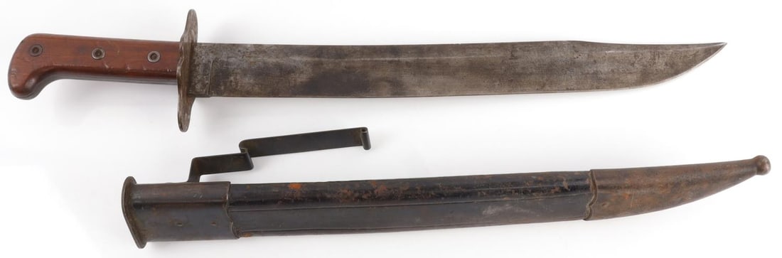 AUSTRO HUNGARIAN MODEL 1859 PIONEER SWORD: 19th century sword used primarily by engineers and sappers('pioneers') in the Austro-Hungarian army. Very slight curve to blade. 17-inch blade. Very good, original condition.