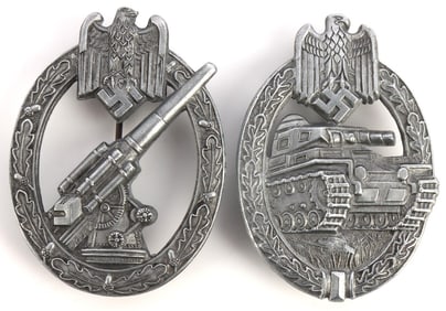 WWII GERMAN PANZER BADGE AND FLAK BADGE