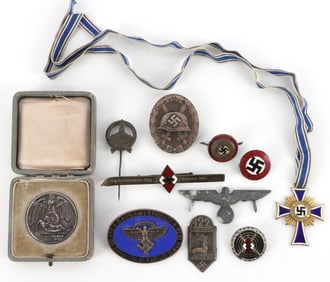 LOT OF 11 WWII GERMAN AWARD MEDAL BADGES & TINNIES