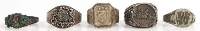5 WWII GERMAN THIRD REICH RINGS SS NSKK LATVIAN