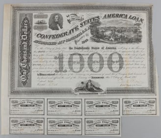 CONFEDERATE STATES OF AMERICA $1000 LOAN BOND DS