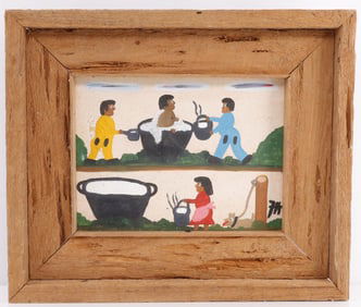 FRANK HUNTER FOLK ART WASH DAY PAINTING