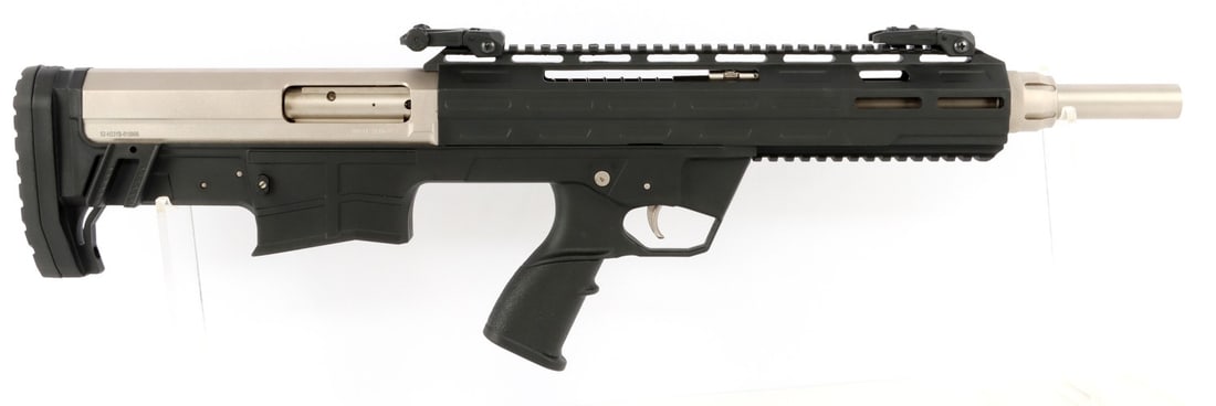 TOKAREV TBP12 12 GAUGE BULLPUP SHOTGUN USED: Used. Heavy duty semi-automatic shotgun. Black frame with nickel finish. Full length 18.5-inch barrel. Large picatinny rail ideal for mounting optics and other accessories. Textured grip. Rubber buttp