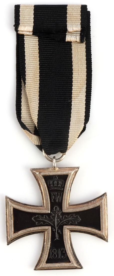 IMPERIAL GERMAN 1813 IRON CROSS 2ND CLASS: Silver frame with magnetic core. Ring stamped WS. 1 5/8 inches. Very good condition. This lot has a reserve.