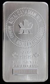 10 OZT OUNCE 999 FINE SILVER BAR INGOT CANADA MINT