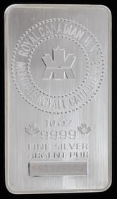 10 OZT OUNCE 999 FINE SILVER BAR INGOT CANADA MINT