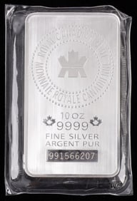 10 OZT OUNCE 999 FINE SILVER BAR INGOT CANADA MINT