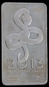10 OZT OUNCE 999 FINE SILVER YEAR OF THE SNAKE BAR