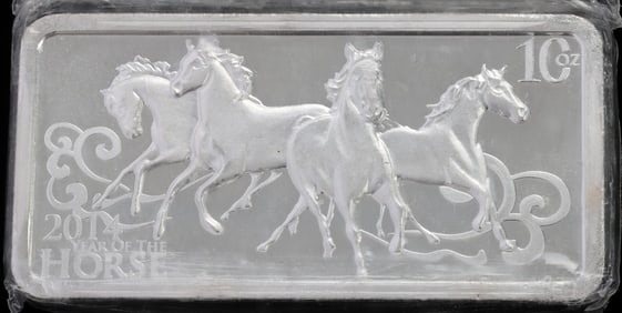 10 OZT OZ 999 FINE SILVER YEAR OF THE HORSE BAR