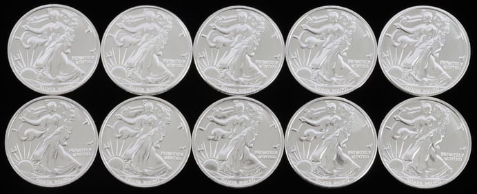 LOT OF 10 999 FINE SILVER 1 OZT OUNCE ROUNDS