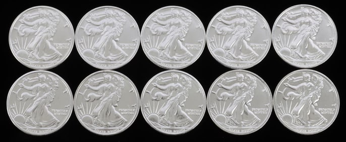 LOT OF 10 .999 FINE SILVER 1 OZT OUNCE ROUNDS