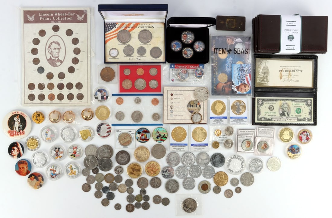 LOT OF OVER 7 POUNDS WORLD U.S. UNSEARCHED COINS: One of our most popular offerings. Truly unsearched. Silver, sometimes gold, currency and numismatics. This lot has a reserve.