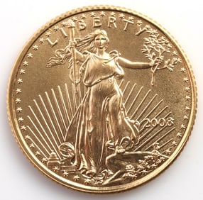 2008 GOLD 1/10 OZT OUNCE AMERICAN EAGLE BU COIN