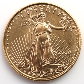2008 GOLD 1/10 OZT OUNCE AMERICAN EAGLE BU COIN