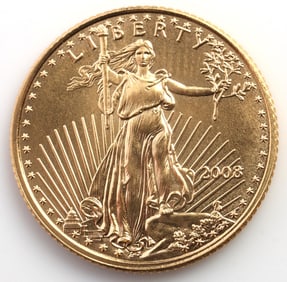 2008 GOLD 1/10 OZT OUNCE AMERICAN EAGLE BU COIN