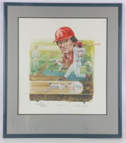 PETE ROSE SIGNED DICK KELLE LITHOGRAPH RECORD