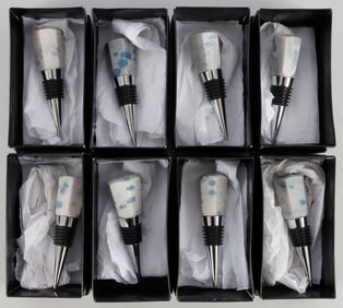 LOT OF 8 BLUE QUARTZ WINE STOPPERS