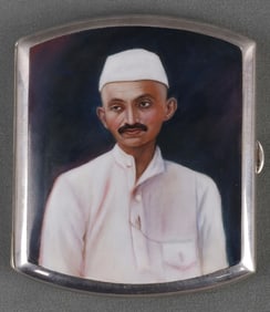 MAHATMA GANDHI ENAMELED ALPACA CIGARETTE CASE