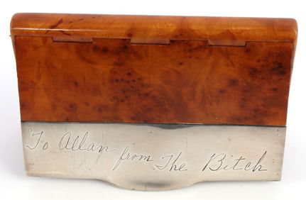 BURL WOOD & STERLING CIGARETTE CASE FROM THE BITCH