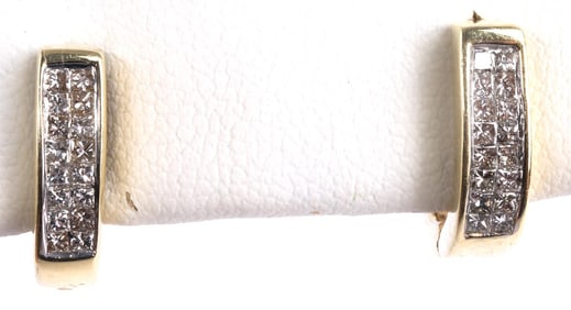 14KT YELLOW GOLD AND DIAMOND EARRINGS