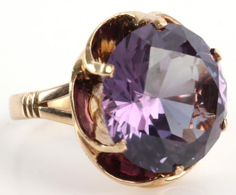 12.76 CARAT COLOR CHANGE SAPPHIRE 14K GOLD RING