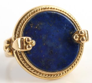 18K GOLD RING WITH LAPIS LAZULI DISC