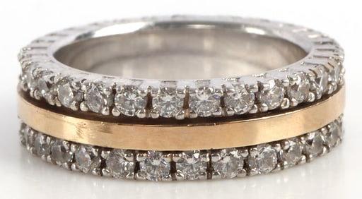 14KT YELLOW GOLD STERLING AND DIAMOND RING SIZE 7