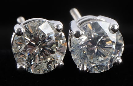 2.01 CTW NATURAL DIAMOND EARRING STUDS 14KT GOLD