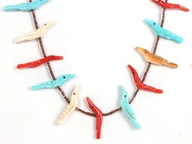 NATIVE ZUNI ANIMAL FETISH NECKLACE BY WAATS