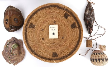 ZULU HERB & AFRICAN MASK & WEDDING BASKET LOT