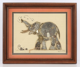 FRAMED WATCH CLOCK SCULPTURE SIGNED GIRARD 76