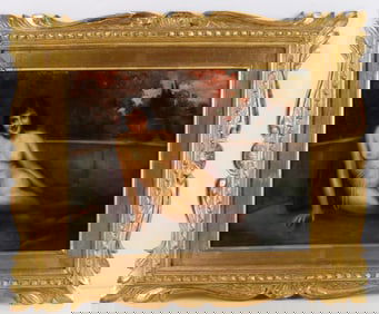 ANTIQUE ITALIAN NUDE ODALISCA PAINTING ODALISQUE