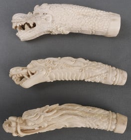 3 ANIMAL BONE PRECARVED HANDLE FOR KNIFE LOT