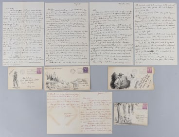 JOHN SEVERIN 8 ILLUSTRATED POSTAL COVERS & LETTERS