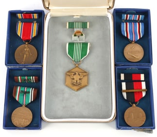 LOT OF 5 WWII US MEDAL CAMPAIGN OCCUPATION & MERIT