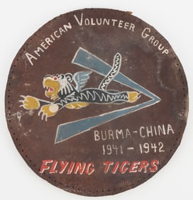 WWII FLYING TIGERS AVG PAINTED LEATHER PATCH