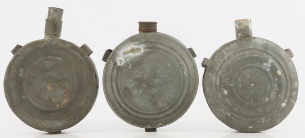 LOT OF 3 US CIVIL WAR BULLSEYE TIN PLATED CANTEENS