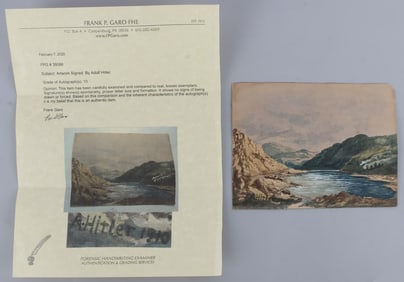 WWII GERMAN THIRD REICH HITLER PAINTING WITH COA