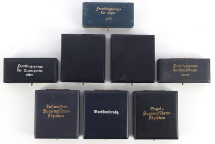 LOT OF 8 WWII GERMAN MEDAL BADGE BOX ONLY
